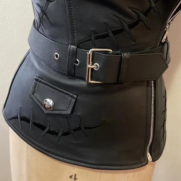 Moschino Couture Monster Black Leather Bustier Frankenstein Halloween